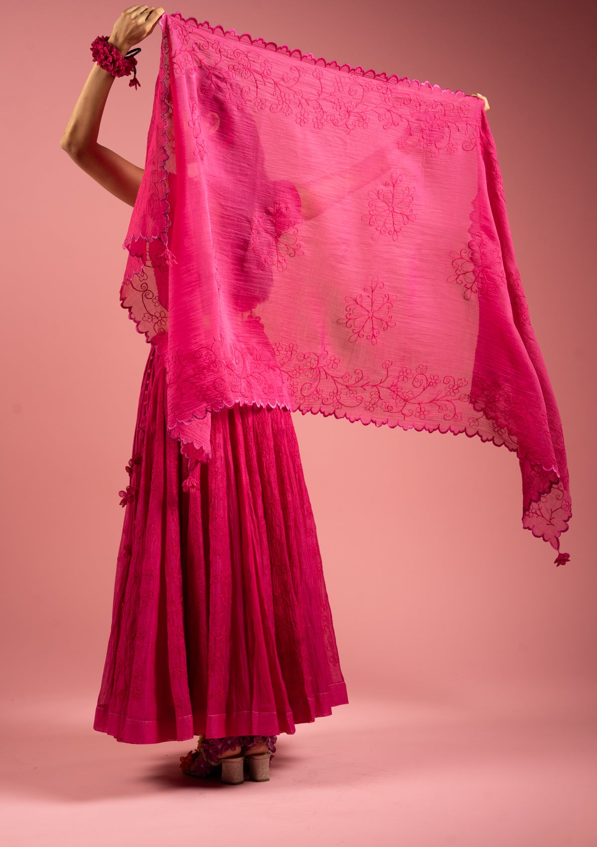 Rosy Embroidered Dupatta