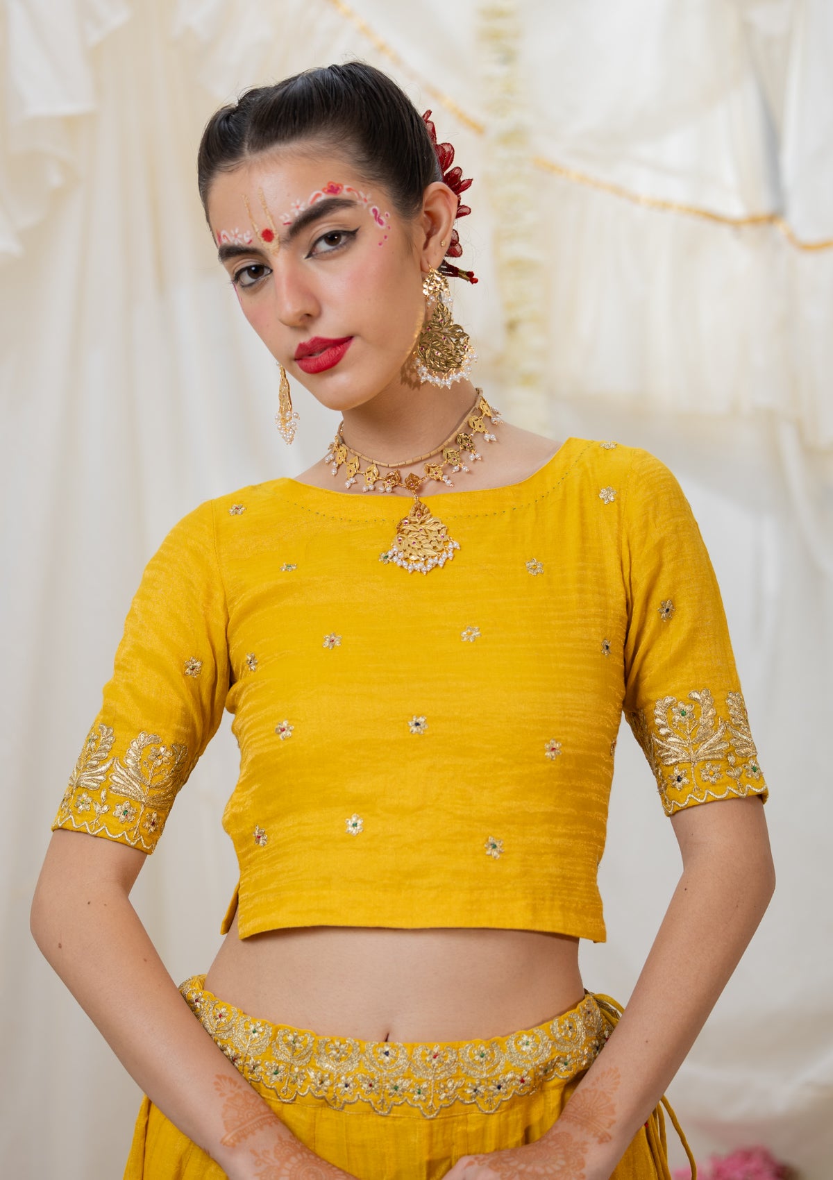 Shayari Yellow Silk Blouse