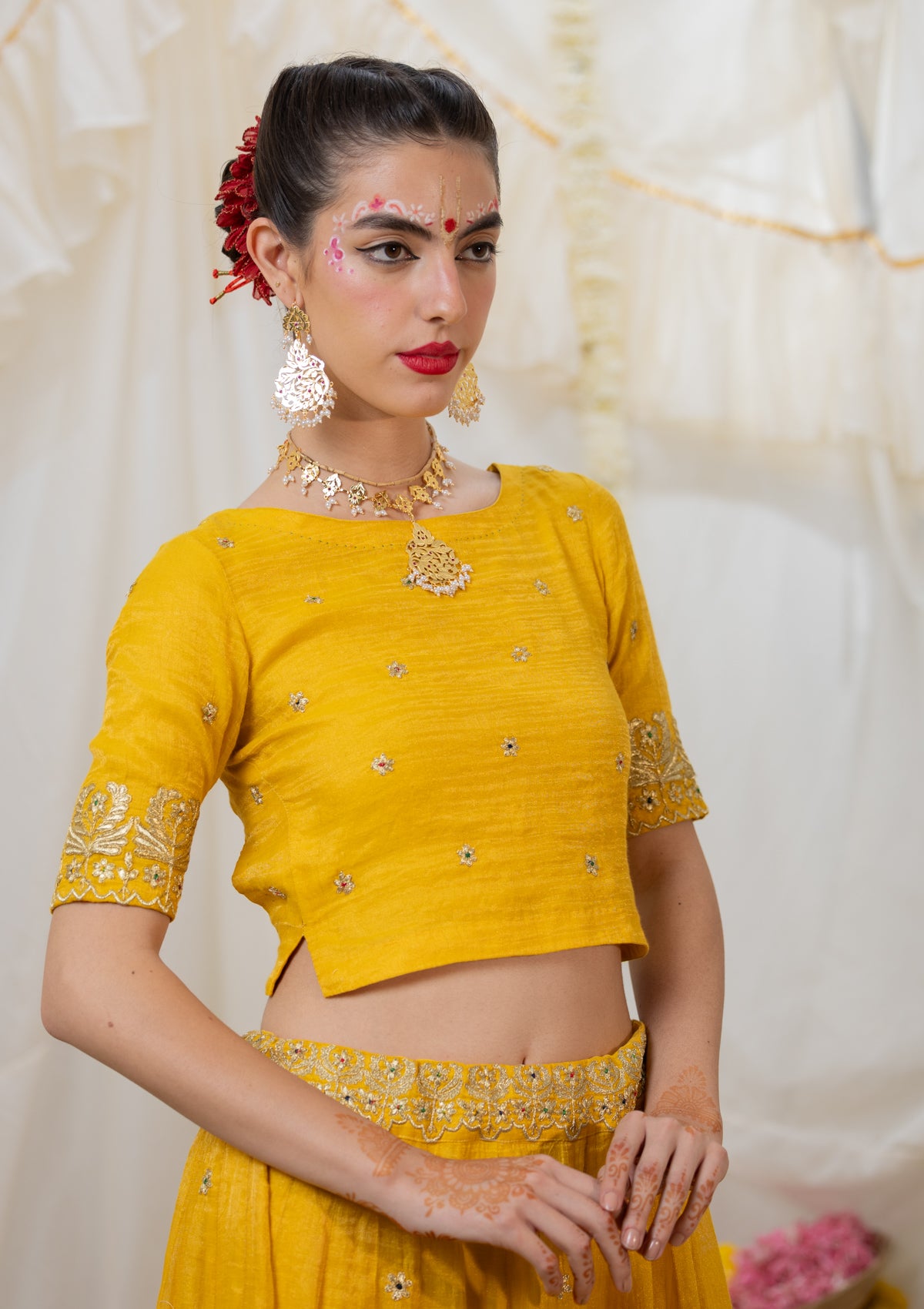 Shayari Yellow Silk Blouse