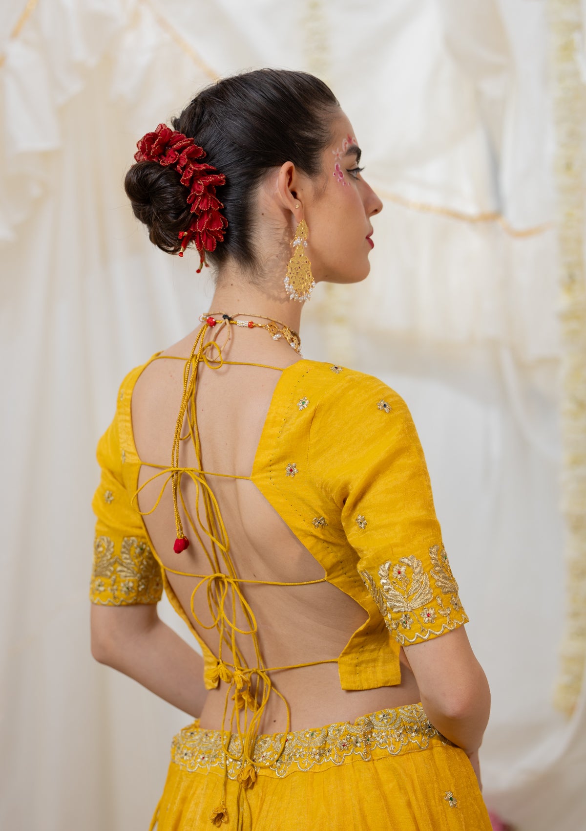 Shayari Yellow Silk Blouse