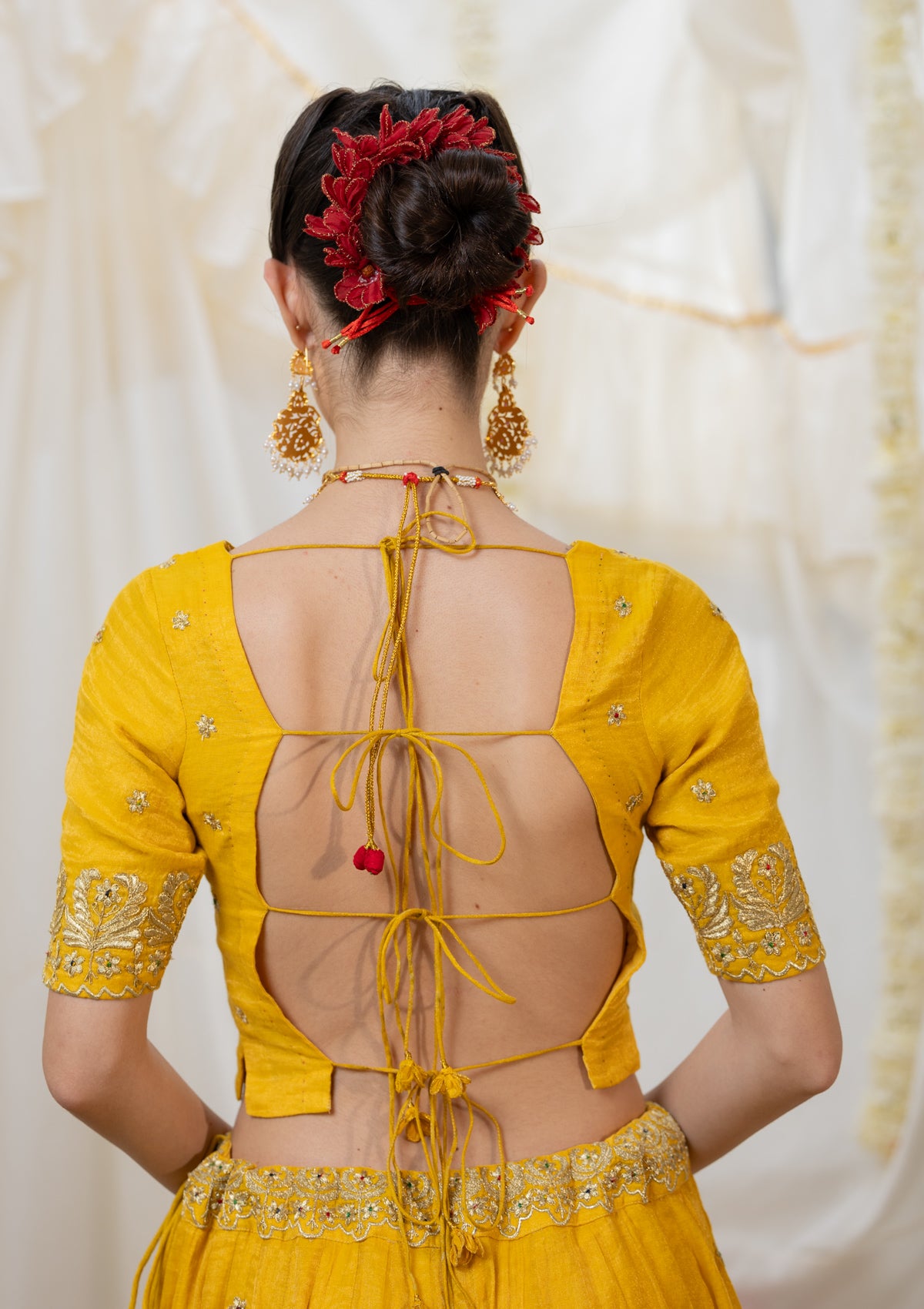 Shayari Yellow Silk Blouse