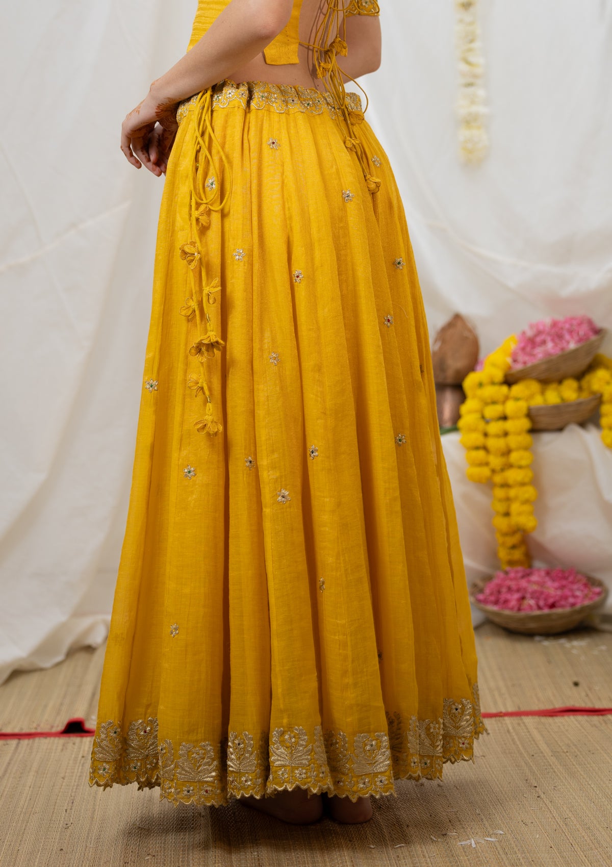 Shayari Yellow Tissue Chanderi Skirt