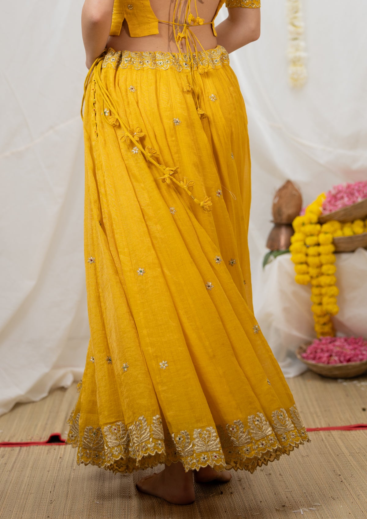 Shayari Yellow Tissue Chanderi Skirt