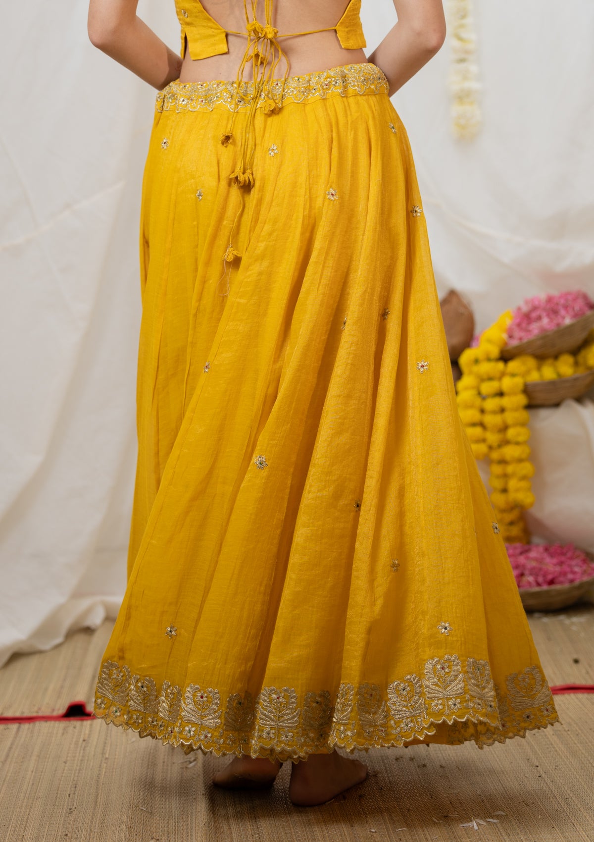 Shayari Yellow Tissue Chanderi Skirt