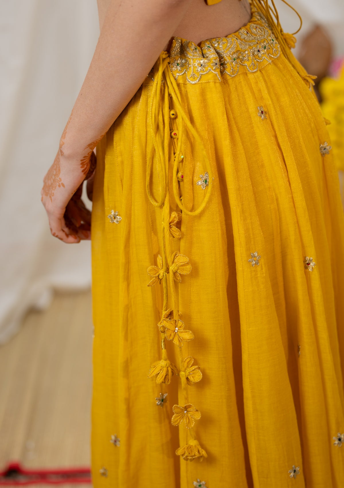 Shayari Yellow Tissue Chanderi Skirt