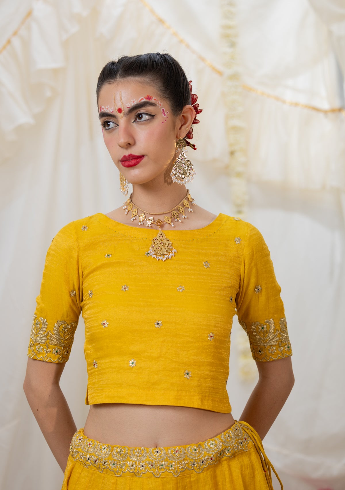 Shayari Yellow Silk Blouse