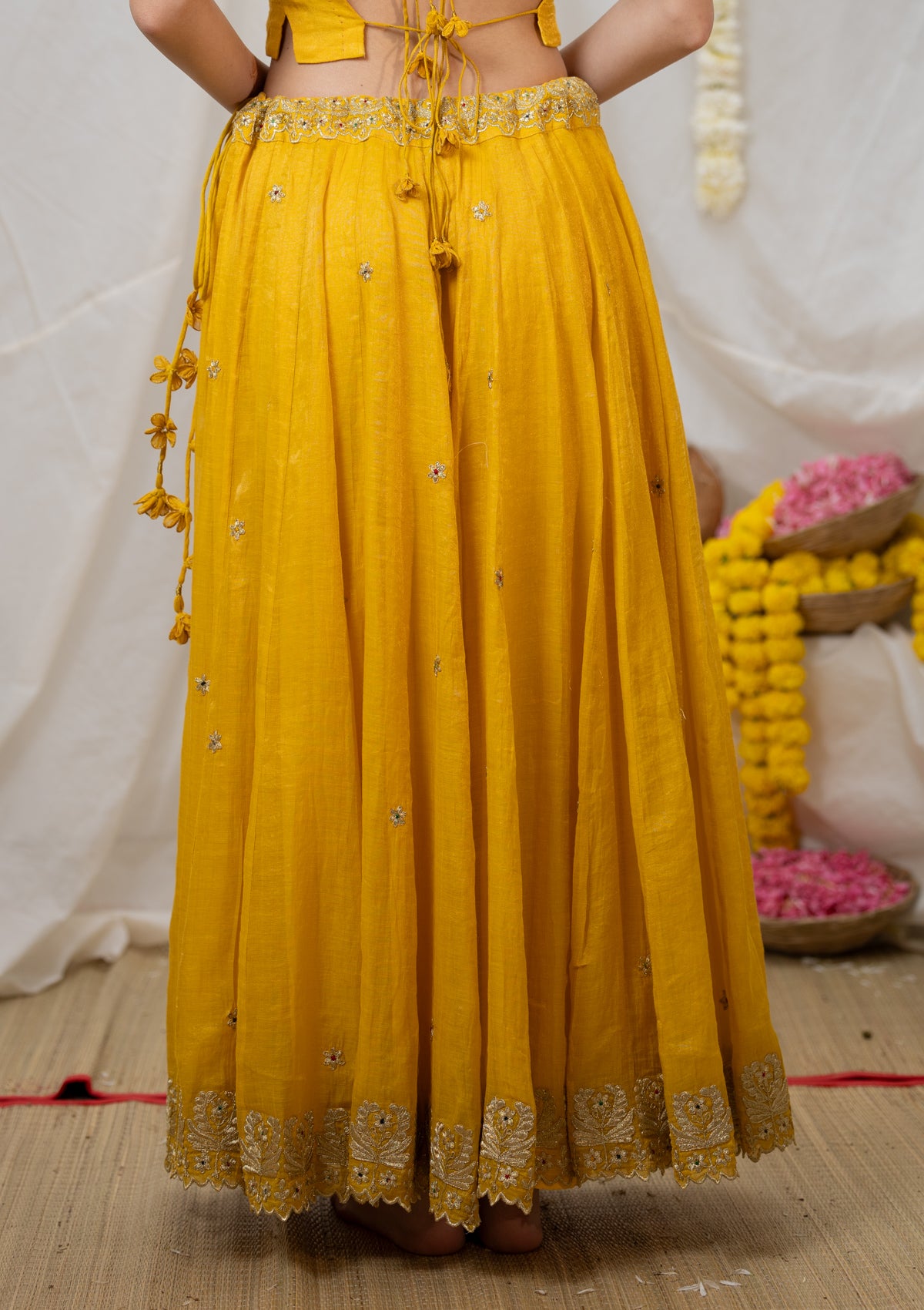 Shayari Yellow Tissue Chanderi Skirt