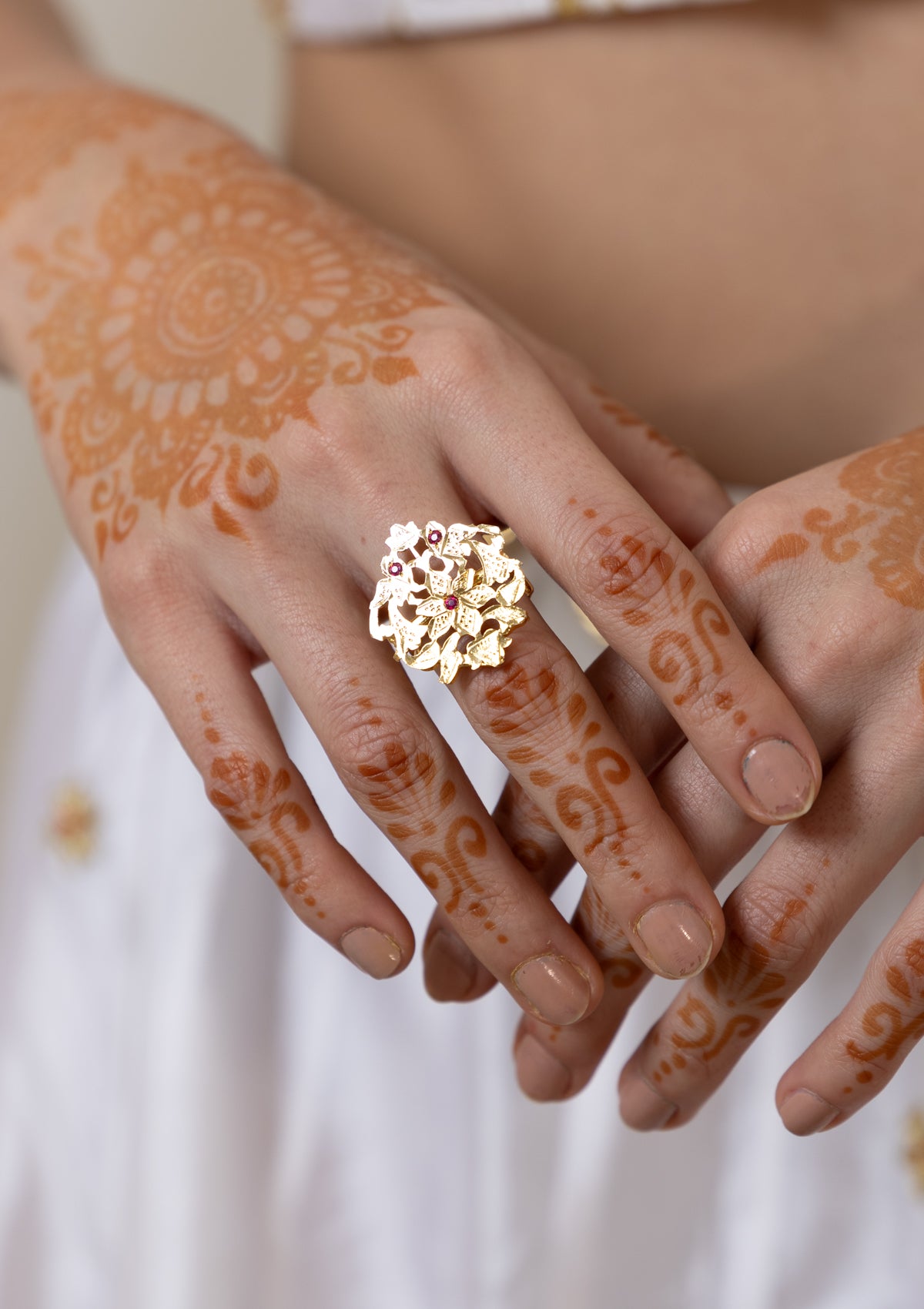 Sitaara Gold Tone Silver Ring