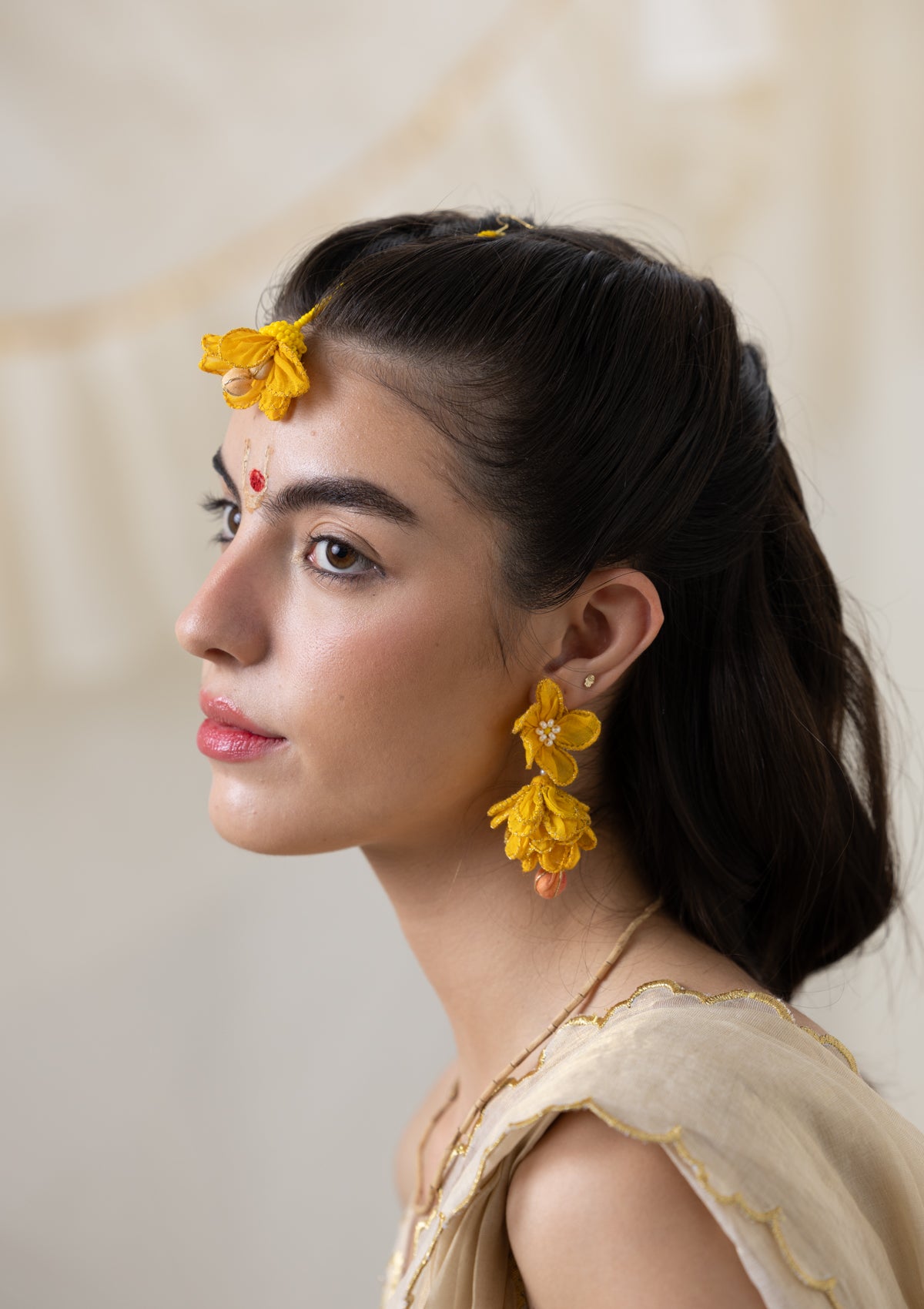 Zahrah Yellow Floral Earrings