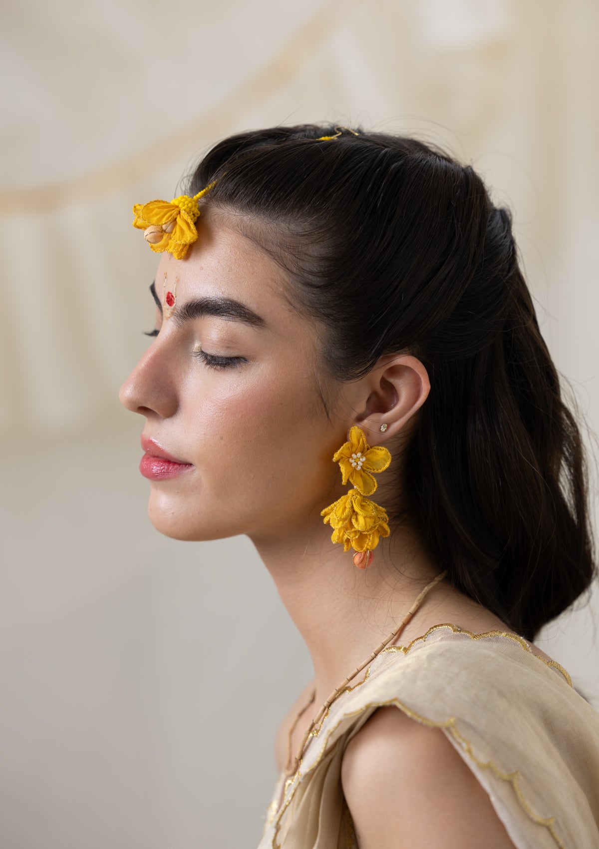 Zahrah Yellow Floral Earrings